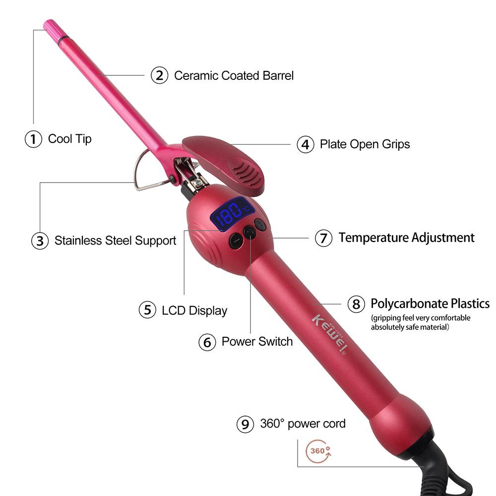 Professional 9mm Curling Iron with LCD Display
